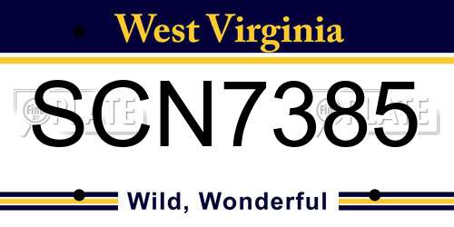 SCN7385 West Virginia License Plate