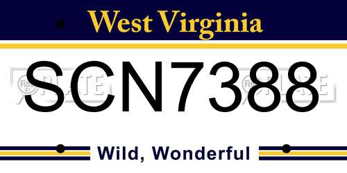 SCN7388 West Virginia License Plate