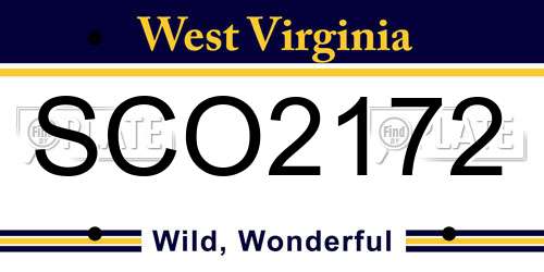 SCO2172 West Virginia License Plate