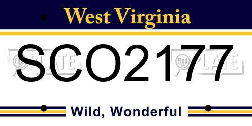 SCO2177 West Virginia License Plate