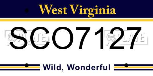 SCO7127 West Virginia License Plate