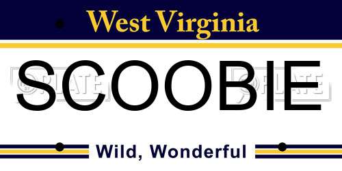SCOOBIE West Virginia License Plate