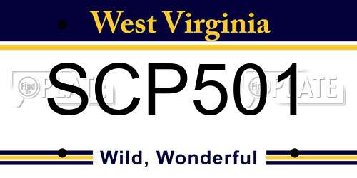 SCP501 West Virginia License Plate