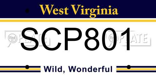 SCP801 West Virginia License Plate