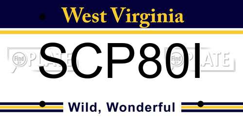 SCP80I West Virginia License Plate