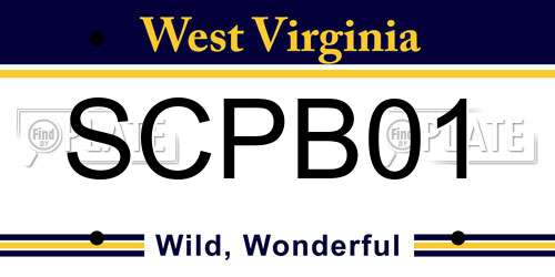 SCPB01 West Virginia License Plate