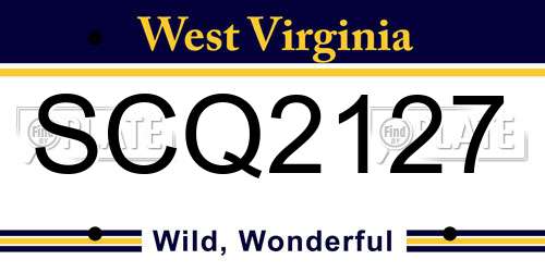 SCQ2127 West Virginia License Plate