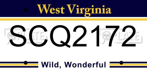 SCQ2172 West Virginia License Plate