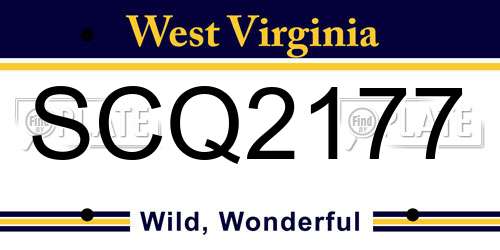 SCQ2177 West Virginia License Plate