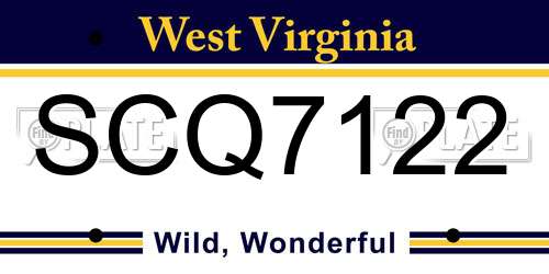SCQ7122 West Virginia License Plate