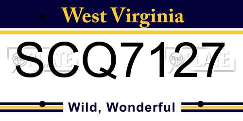 SCQ7127 West Virginia License Plate