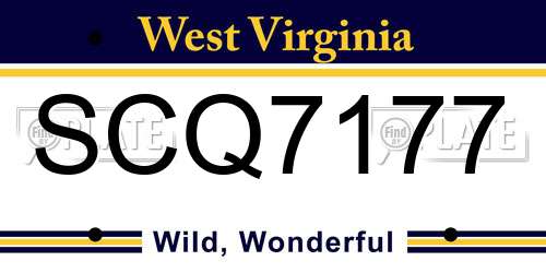 SCQ7177 West Virginia License Plate