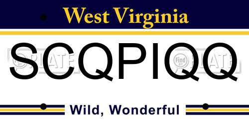 SCQPIQQ West Virginia License Plate