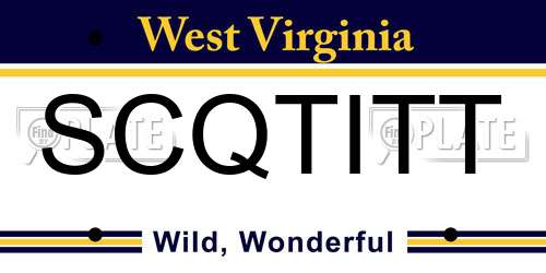 SCQTITT West Virginia License Plate