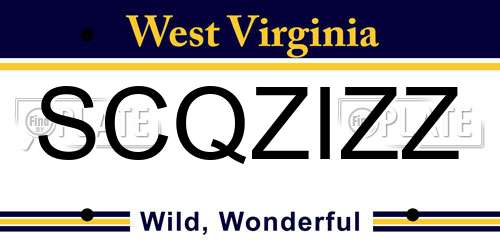 SCQZIZZ West Virginia License Plate