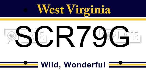SCR79G West Virginia License Plate