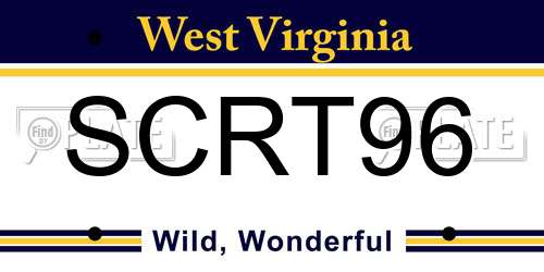 SCRT96 West Virginia License Plate