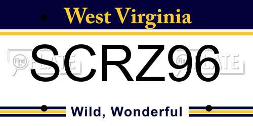 SCRZ96 West Virginia License Plate