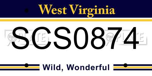 SCS0874 West Virginia License Plate