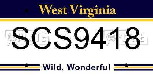 SCS9418 West Virginia License Plate