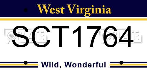 SCT1764 West Virginia License Plate