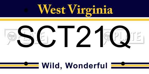 SCT21Q West Virginia License Plate
