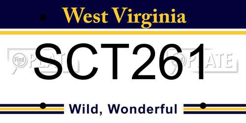 SCT261 West Virginia License Plate