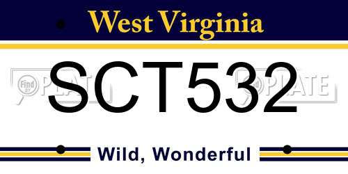 SCT532 West Virginia License Plate