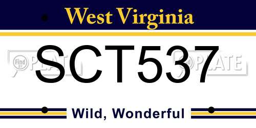 SCT537 West Virginia License Plate