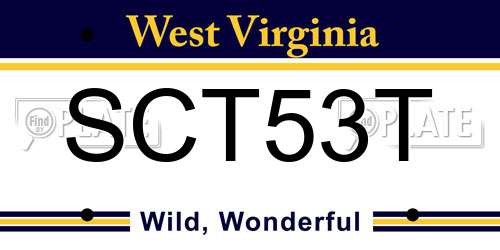SCT53T West Virginia License Plate