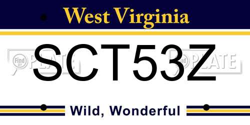 SCT53Z West Virginia License Plate