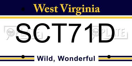 SCT71D West Virginia License Plate