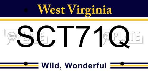 SCT71Q West Virginia License Plate