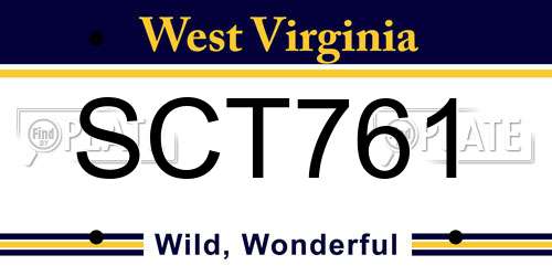SCT761 West Virginia License Plate