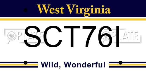 SCT76I West Virginia License Plate