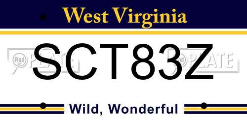 SCT83Z West Virginia License Plate