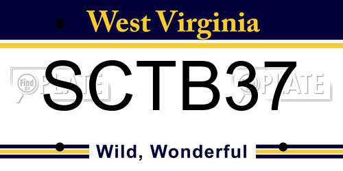 SCTB37 West Virginia License Plate