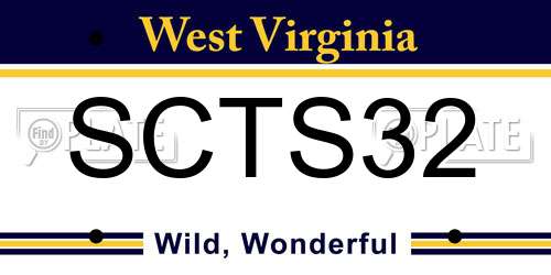 SCTS32 West Virginia License Plate