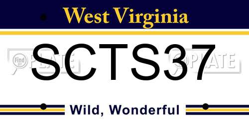 SCTS37 West Virginia License Plate