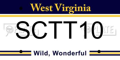 SCTT10 West Virginia License Plate