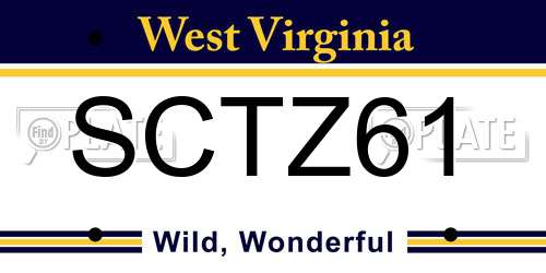 SCTZ61 West Virginia License Plate