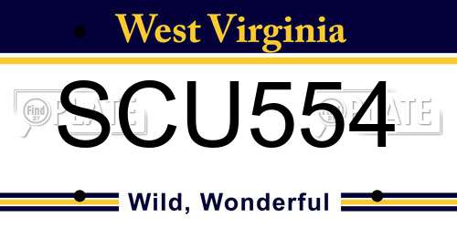 SCU554 West Virginia License Plate