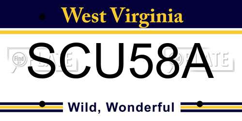 SCU58A West Virginia License Plate