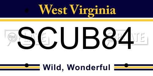 SCUB84 West Virginia License Plate