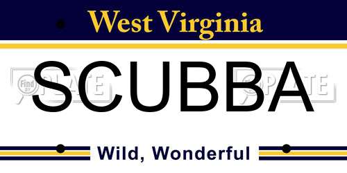 SCUBBA West Virginia License Plate