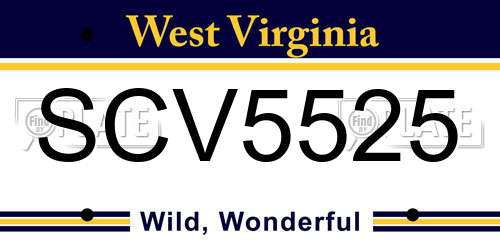 SCV5525 West Virginia License Plate