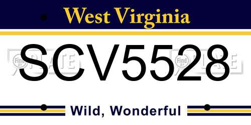 SCV5528 West Virginia License Plate