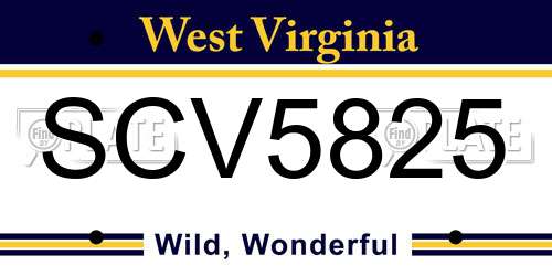 SCV5825 West Virginia License Plate