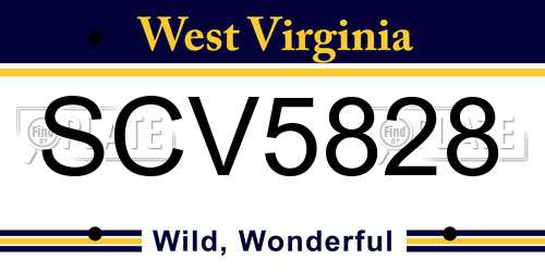 SCV5828 West Virginia License Plate