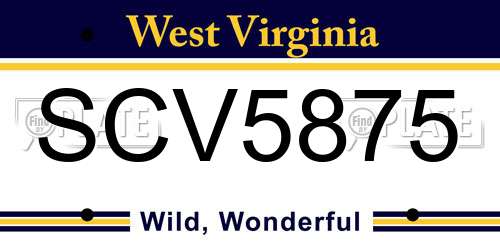 SCV5875 West Virginia License Plate